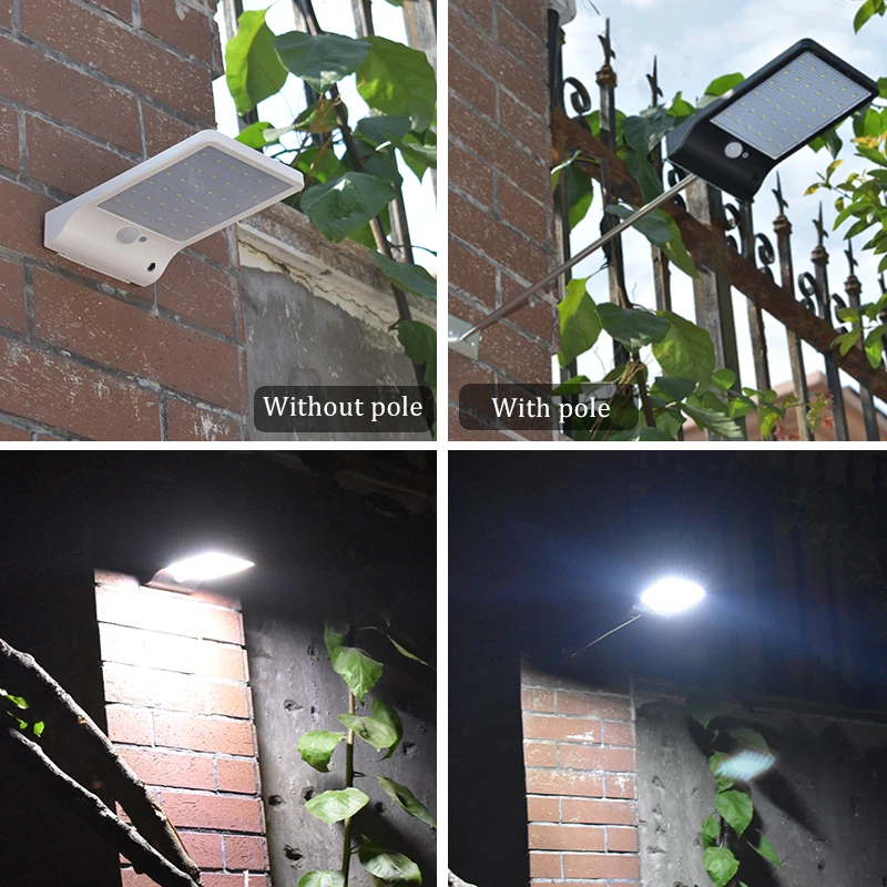 Bright 36 LED Black Outdoor Motion Sensor Solar Street Lights Garden Wall Lights