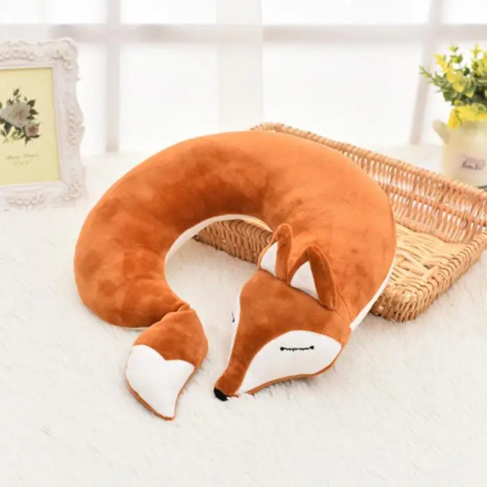 Горячая Очаровательная подушка в форме животных u-образная мягкая мультяшная подушка для шеи с лисами для офиса и путешествий TI99