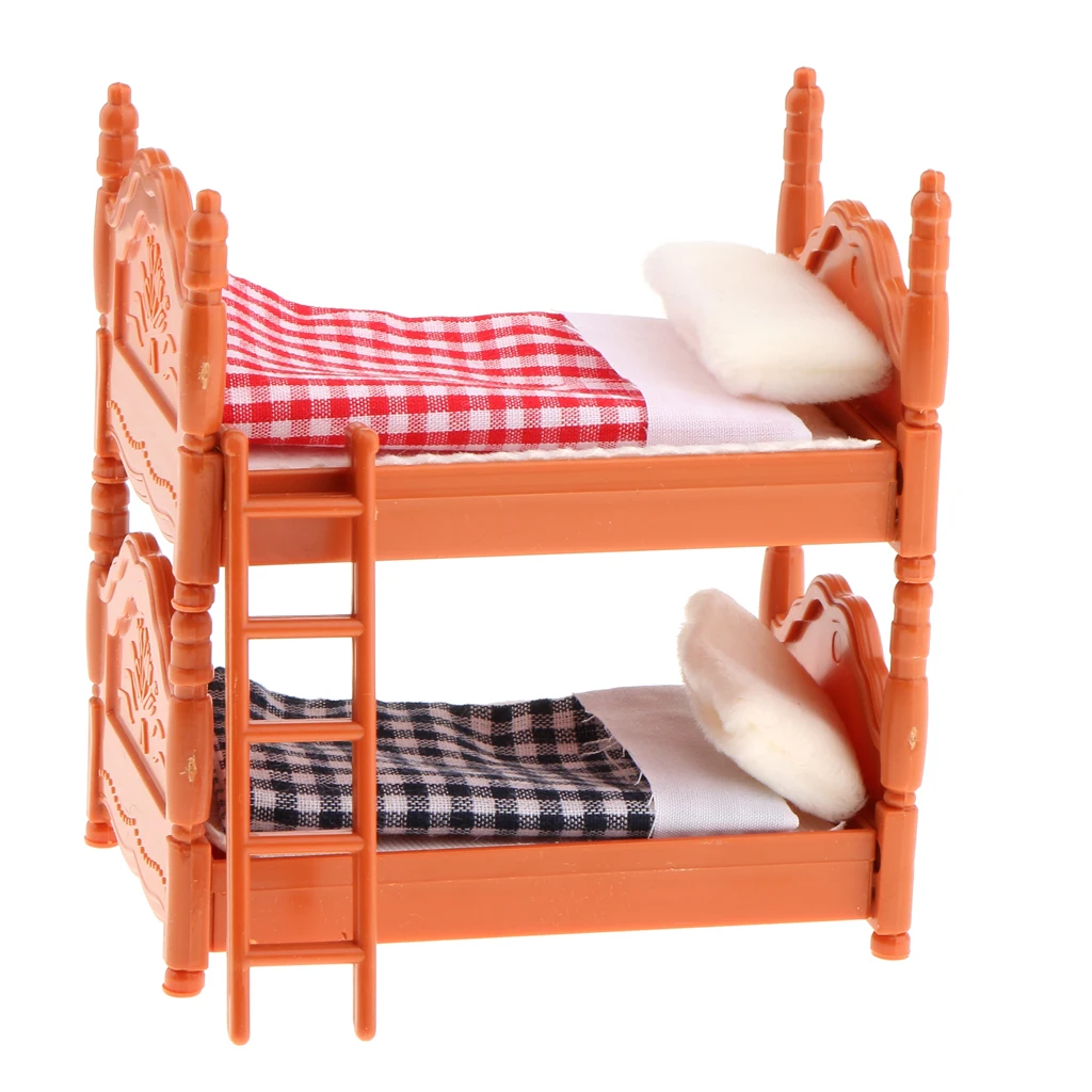 1/12 Scale Dollhouse Miniature Nursery Room Furniture Kits - Double Bunk Bed Model Set