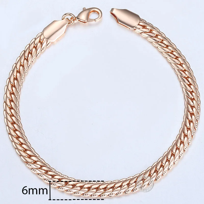 Sieraden Set Voor Vrouwen 585 Rose Goud Kleur Armband Ketting Gehamerd Herringbone Snake Chain Dropshipping Vrouw Sieraden KCS02