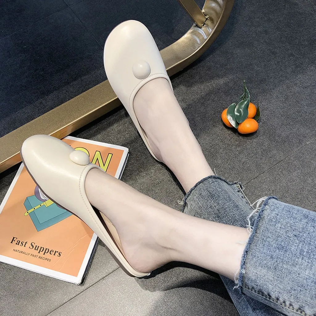 

Fashion Women Solid Round Toe Slip-on Flat With Ladies Classic Sliper Shoes new summer women's shoes flip flops on the platform