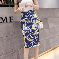 Новые поступления Froal печати юбки карандаши для женщин s Лето 2019 Мода Высокая талия уличная Faldas Ретро повседневное юбка миди