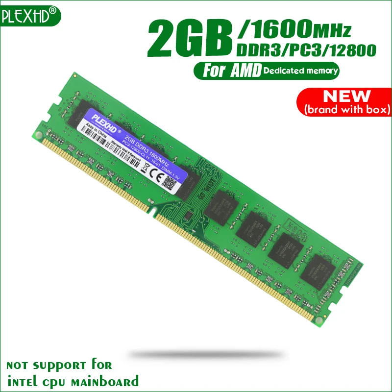 PLEXHD 2 ГБ DDR3 PC3-12800 1600 МГц 2G PC3 12800 для настольных ПК Память DIMM ram 240 контакты для системы AMD Высокая совместимость