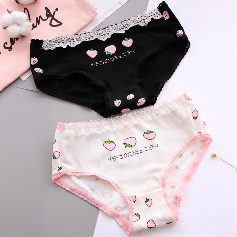 

La MaxPa Girl Women Sexy Cute Kawaii Japanese Strawberry Underwear Pastel Knickers Cotton panty Lace panties Underclothes k186