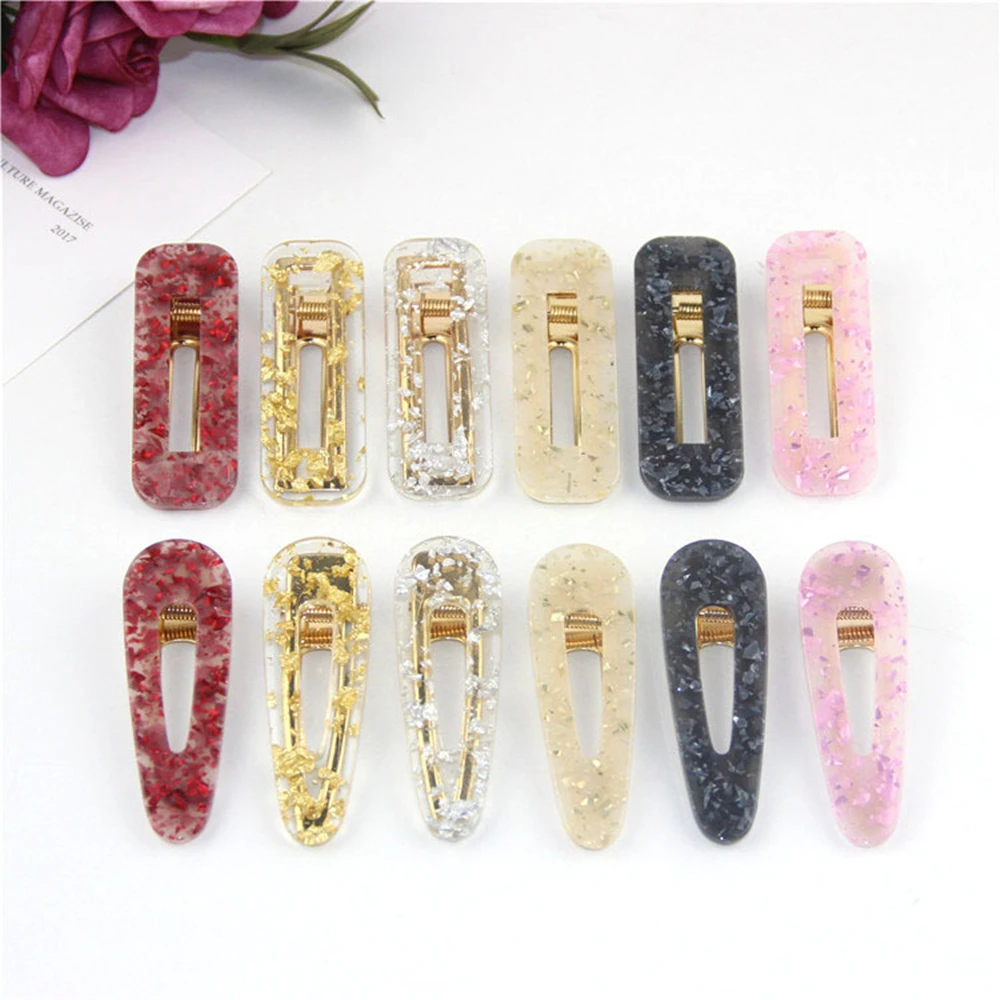 

Women Girls Japanese Style Side Hair Clip Hollow Geometric Water Drop Shape Duckbill Hairgrips clip Hair Pin Hair Accessories