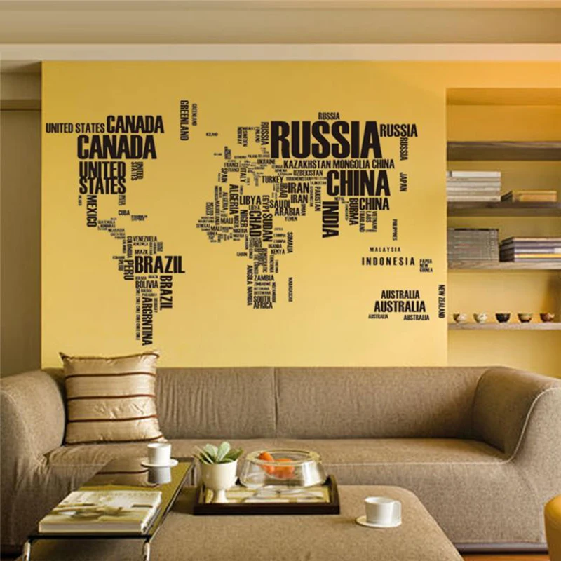 Large World Map Wall Stickers For Home Decor Living Room Bedroom Accessories TV Sofa Office Decoration Mural Wall Art Wallpaper