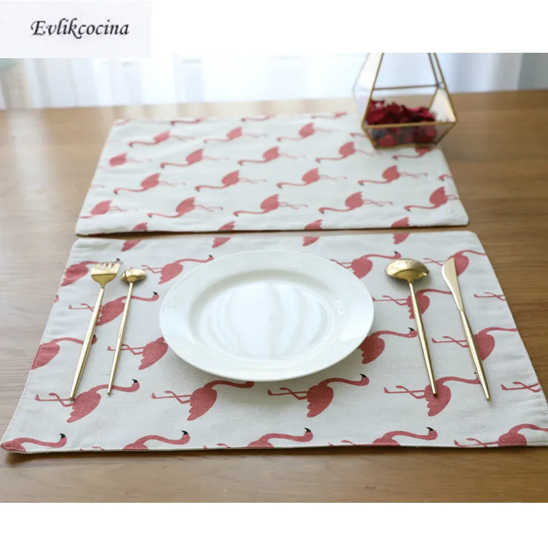 

Free Shipping Flamingos Placemat Dining Table Coaster Cloth Insulation Coffee Tea Cup Pad Kitchen Mantel Individual For Table