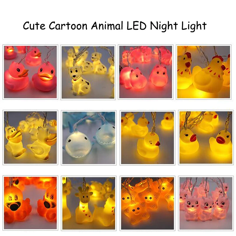 

Cute Animal String Light Duck Octopus Shark Puppy LED Battery Powered Home Party Xmas Decoration Night Lamp Christmas Gift