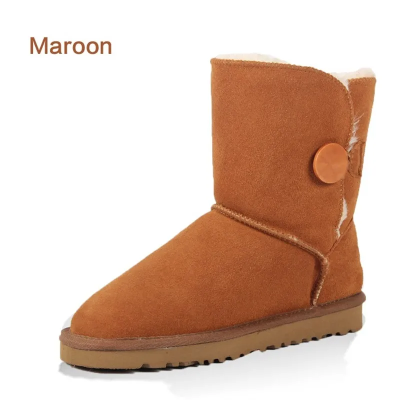 

Hot 2019 Winter Women Buckle Snow Boots For Men Ladies UG Boots Genuine Leather Shoes Couple Plush Boots With Fur Warm Boots