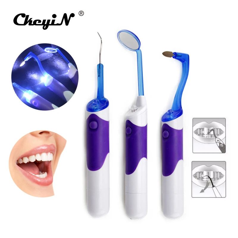3PCS Portable LED Teeth Whitening Machine Plaque Remover Home Travel