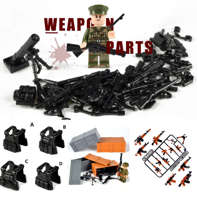 

Guns Weapon Pack Military Swat Team Building Blocks City Police Soldiers Figure WW2 LegoINGlys Military Army Builder Series Toys