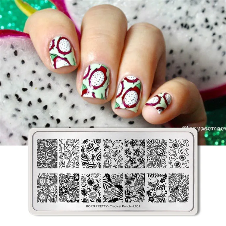 BORN PRETTY Nail Stamping Plates Lemon Watermelon Tropical Punch Patterns DIY Image Printing Plate Nail Art Template Manicure - Color: Pattern 2