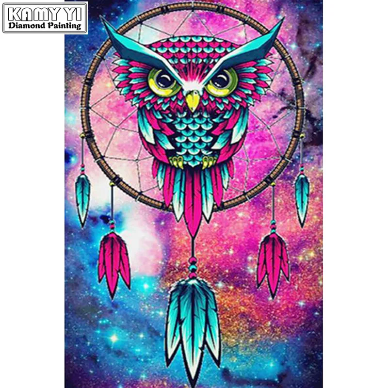 5d diy diamond painting owl Dream catcher of Cross Stitch full Diamond Embroidery mosaic Resin Painting owl 3d picture animals_