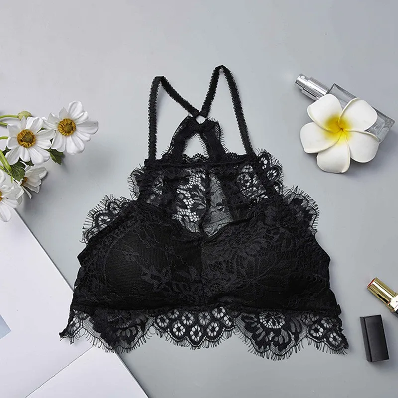 

EFINNY Fashion Backless Sexy Wireless Bra Crop Top Wire Free Bra Women Lace Bra Underwear