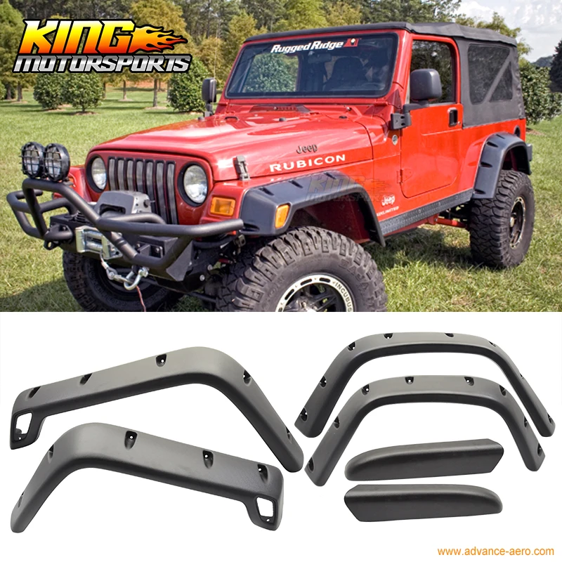 For 98 06 Jeep Wrangler TJ 7" Wide POCKET Style Protector Fender Flares