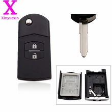 Xinyuexin remoto chave fob caso dobrável flip shell para mazda 3 5 6 m6 rx8 mx5 2 3 botões chave do carro escudo de plástico