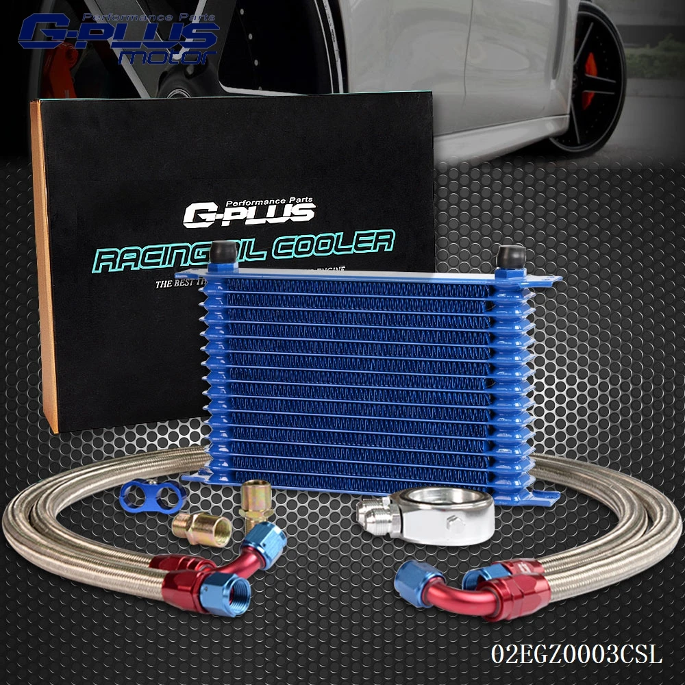 15 Row An10 Universal Engine Transmission Oil Cooler + Filter Adapter