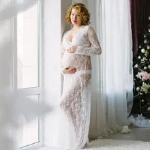 De maternité Photographie Props Robe Maxi Dentelle De Maternité Robe Enceinte Fantaisie Photo Tir Voir À Travers de Longues Robes de Femmes Enceintes