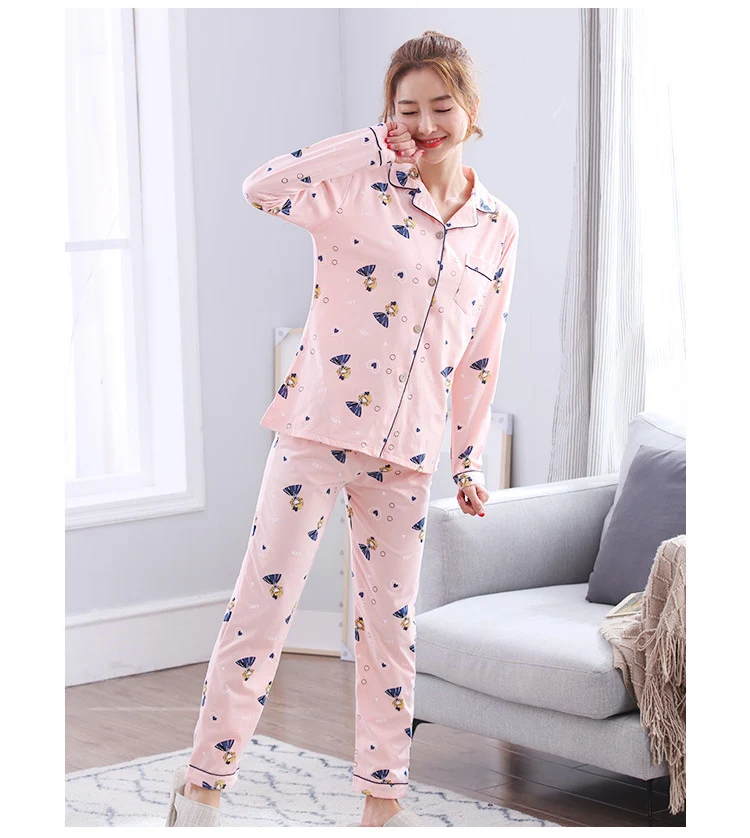 Высококачественный Женский пижамный комплект, хлопковая Домашняя одежда ...