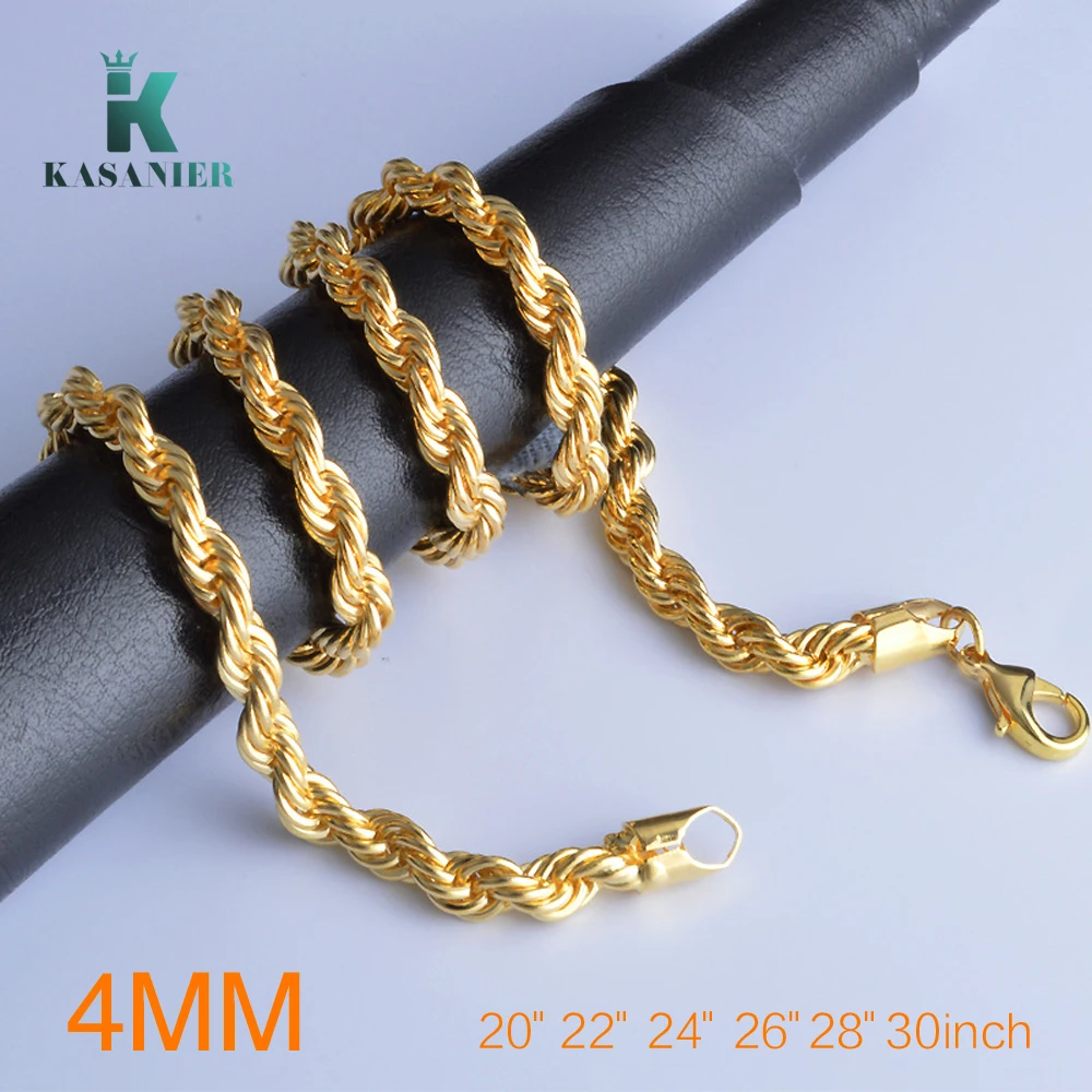 

5Pcs 4mm Gold Chain Twisted Necklace For Men Pendant Rope Jewelry Necklaces Jewelry 20-30 inches in Length Guarantee Long Color