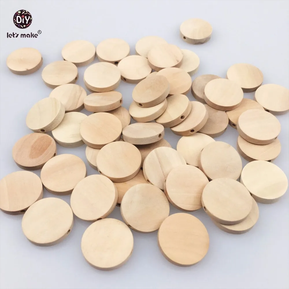 

Let's Make Natural Flat Wood Round Beads 100pcs 20mm Unfinished DIY Wood Chips Circles Wood Discs Wooden Tags Labels
