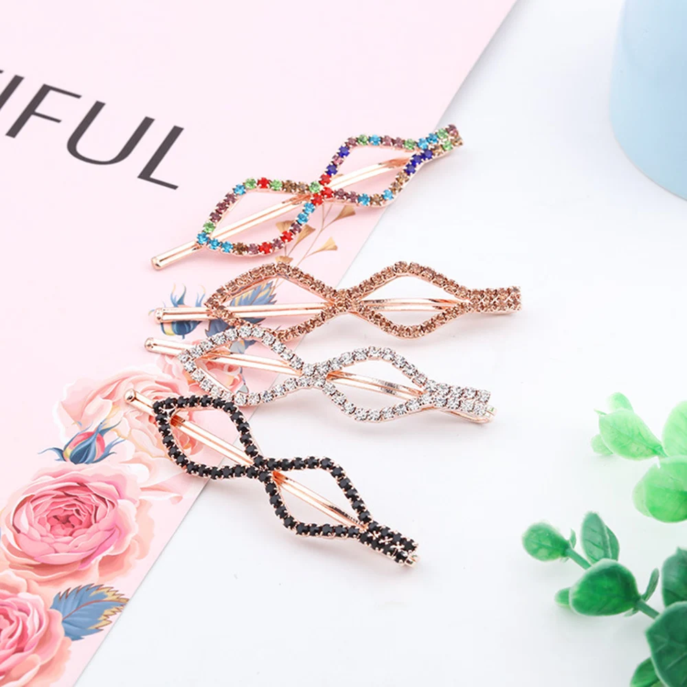 

New Arrival Korean Women Girls Hair Clip Colorful Rhinestone Diamond Shaped Barrettes U-shaped Hairpin Hair Accessories Gift