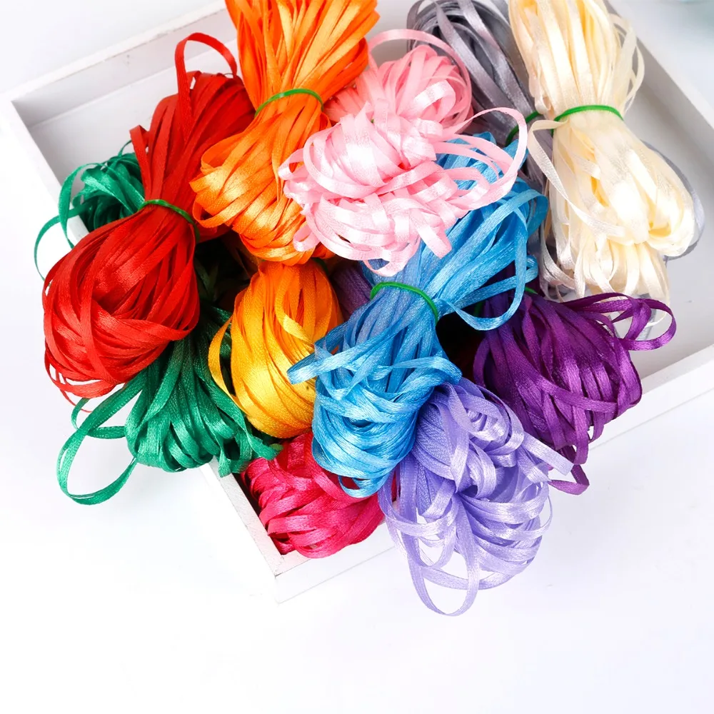 Ribbon Decoration Satin Ribbons Ribbon Supplies Satin Ribbon Wrapping Ribbon Lace Trim Ribbon Mix 18 Colors 25Yards 3mm Width Solid Silk Satin Lace Ribbon Wedding Invitation Card Party Decoration Scrapbooking Wrap Supplies