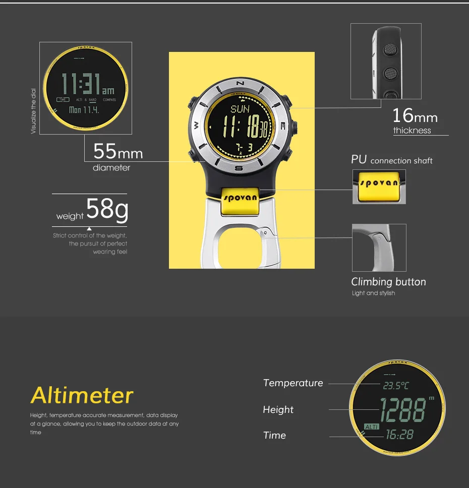Светодиодные водонепроницаемые и ударопрочные спортивные часы с шагомером, датчик измерения давления, интеллектуальный электронный