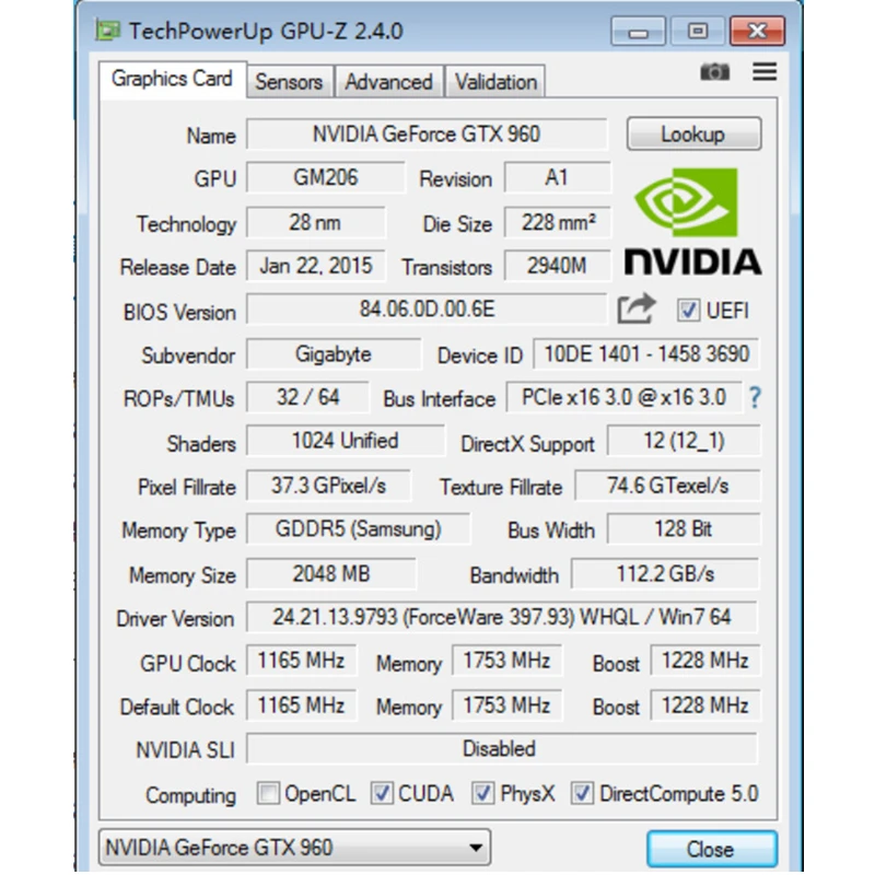 Видеокарта GIGABYTE GTX 960 графический процессор 2 Гб оригинальная графическая карта