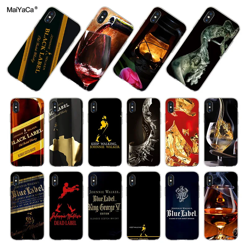 

MaiYaCa Classic red wine cup Johnnie Walker Blue Label Transparent Soft Phone Cover For iPhone X XS MAX XR 8 8PLUS 5s 6s 7 case