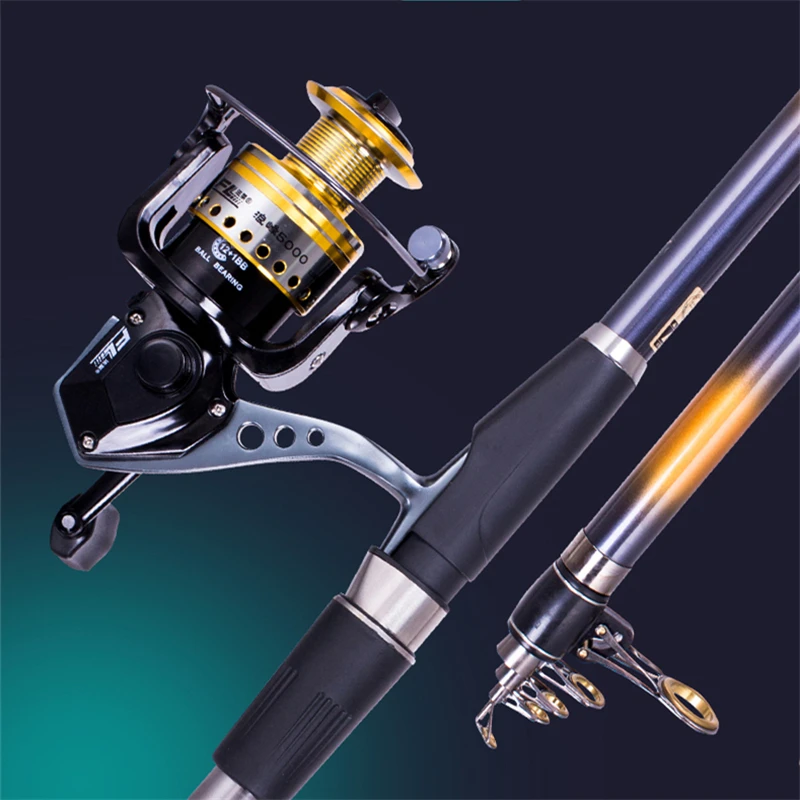 الكربون الألياف تلسكوبي الغزل الصيد قضيب بكرة كومبو كيت 61 cm قصيرة البحر قضبان السفر خفيفة الوزن ميناء الأسود الصيد بولو قضيب