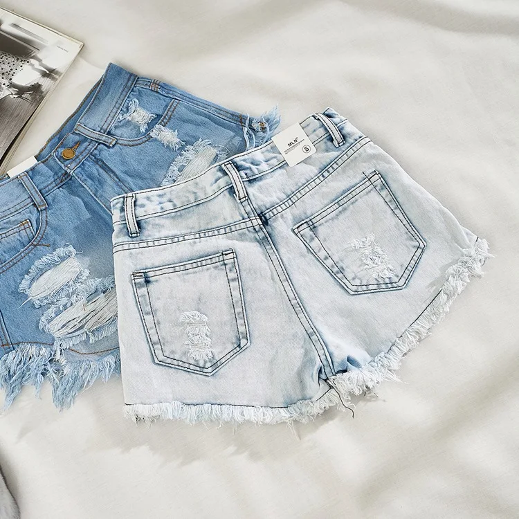 Модные короткие джинсы летние женские джинсовые шорты с высокой талией джинсы с потертостями и дырками женские Супер Классные шорты