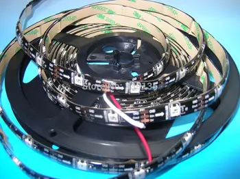 

ws2812 5050 smd led strip ws2811 ws2812B pixel light;30leds/m with 30pcs WS2811 IC built-in,5M/roll,DC5V,Black PCB,Waterproof