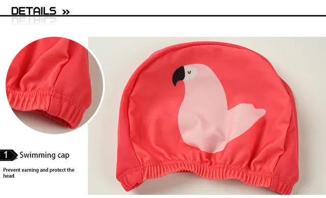 Andzhelika dzieci strój kąpielowy jeden kawałek dziewczyna Bird Print stroje kąpielowe Baby Cup Swim Hat dziecko Sport Body kąpielowy strój dla dziewczyn -