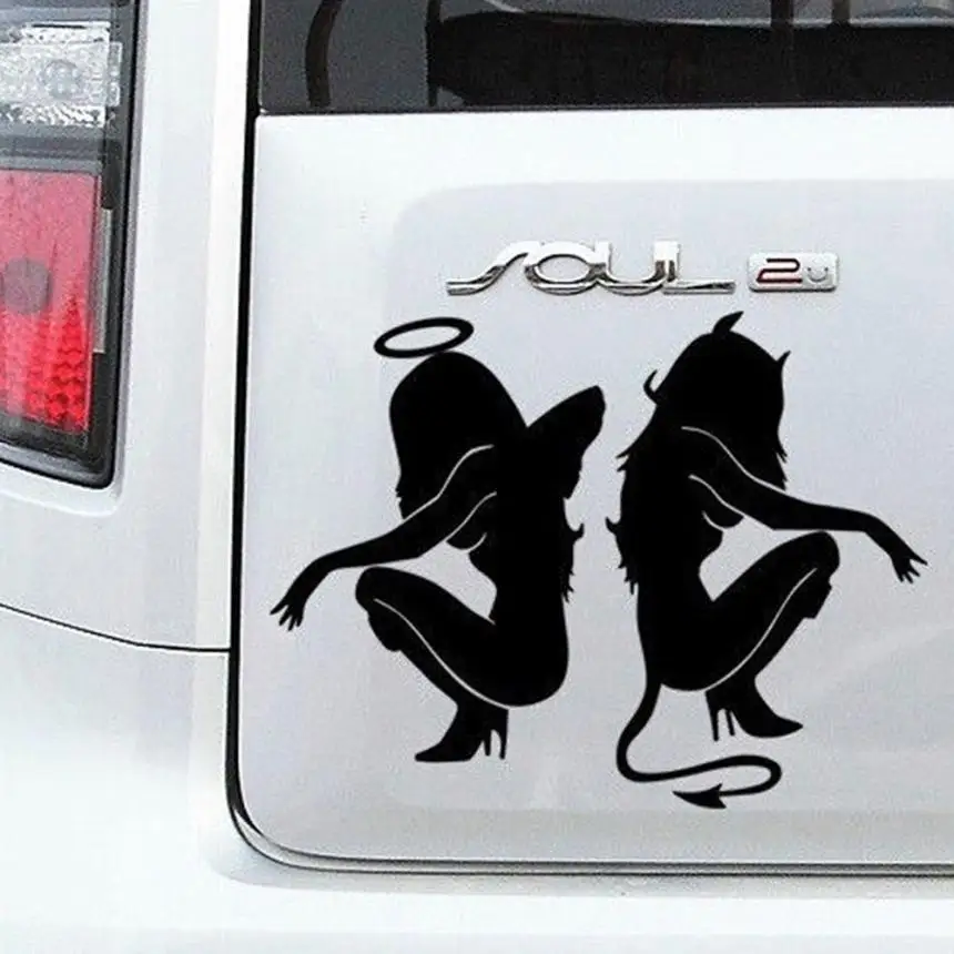 

Car Sticker 14*11 CM Angel and Devil Pattern Decals Fun Motorcycle Stickers Car Accessories #MY
