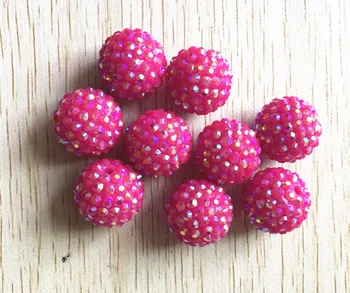 

20MM hot pink 100pcs / lot Chunky AB Resin Rhinestone Beads,Bling Resin Ball Beads, for Chunky Kid Necklace Jewelry(B02)