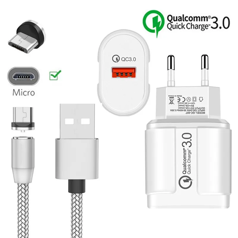

Magnetic Micro USB QC 3.0 Fast Charger Magnet Charge Wire For Samsung LG W30 Xiaomi 4X Redmi 4 Note 5 6 Pro Android Mobile phone