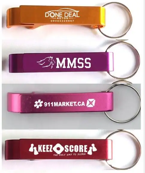 

DHL 1000pcs/lot New promotion customed printed logo gift Metal aluminum alloy bottle opener metal keychain laser LOGO