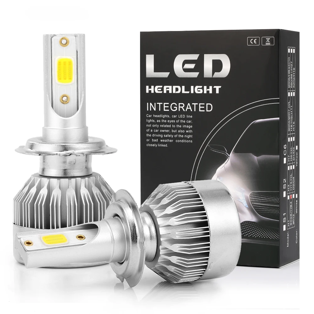 12V 24V Car LED Headlights 6000K LED Car Lights COB H4 H7 Auto Head Lamp Lights 70W 8000LM