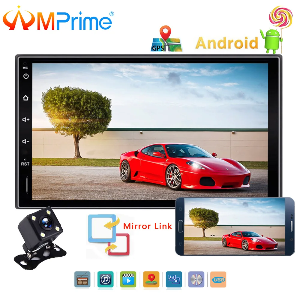 

AMPrime 2Din Radio Stereo 7" Android Car Multimedia Player GPS Navigation Bluetooth WIFI Autoradio USB SD Touch Audio MP5 Player