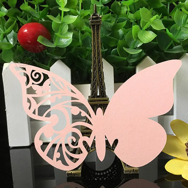 10 Colos 50pcs Butterfly Laser Cut Table Mark Wine Glass Name Place Cards Wedding Birthday Baby Shower Party Favor Supplies (2)