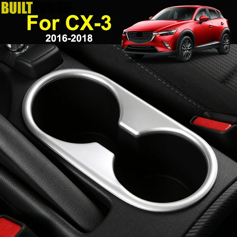 

For Mazda CX-3 CX3 2016 2017 2018 Chrome Front Center Console Cup Drink Holder Cover Trim Bezel Frame Molding Garnish Decoration