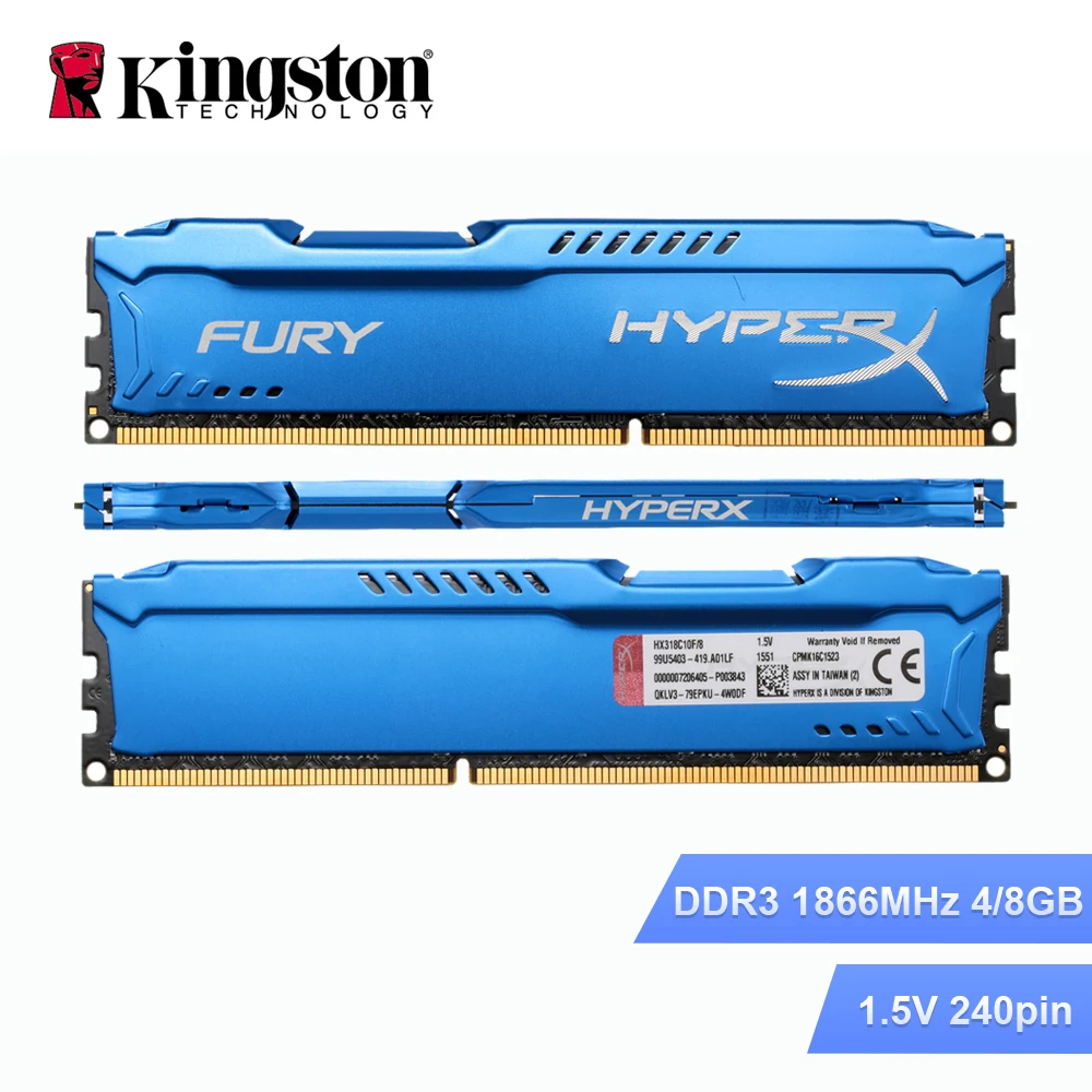 

Kingston HyperX DDR3 4GB 8GB RAM 1866MHz Memory RAM Internal Gaming Memory For Desktop PC DIMM 240 Pin Heat sink memory RAM