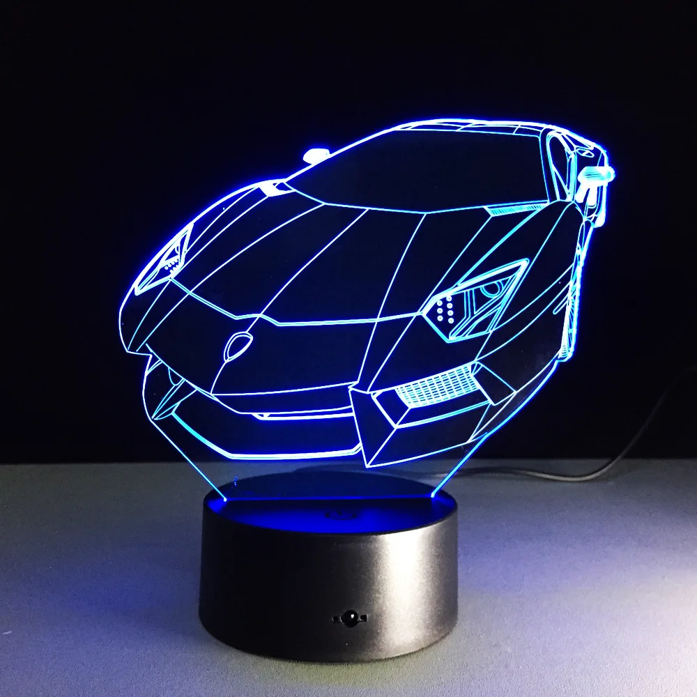 Спортивного гоночного автомобиля 3D светодиодный ночник с 7 цветами сенсорный сенсор дистанционное управление Любовь Подарки на день рождения для детей Поклонники Мальчики дропшиппинг