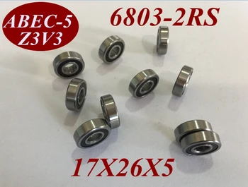 

5Pcs 6803RS 6803RZ 6803 2RS 6803-2RS 17X26X5 MM 17*26*5 MM Miniature roller shaft motor deep groove Ball Bearing tools