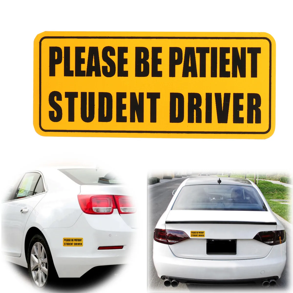 

NEW Safurance Student Driver Please Be Patient Bumper Magnets Vehicle Car Safety Signs Warning Security