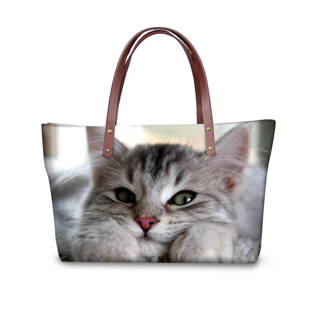 

Customized women handbags casual large women's shoulder bag famous brand top-handle bags Russia Ragdoll Cat animal tote purse
