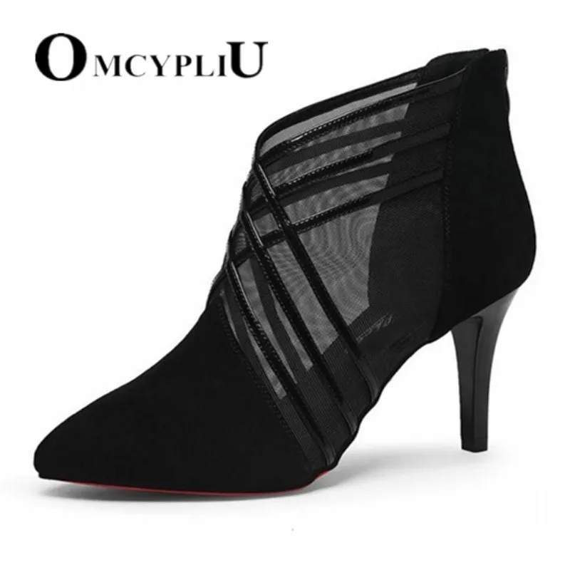Women Ankle Boots 2019 Sexy Hollow Luxury Brands High heels Woman
Excellent Ladies Shoes Mesh Boot Female Shoe Botines Mujer
