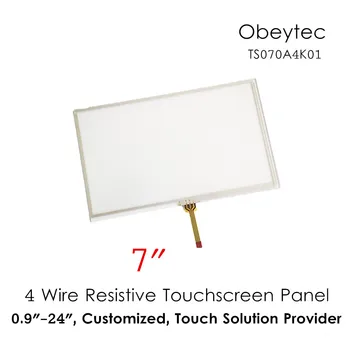 

obeycrop 7" 4 Wires touch Panel, 16:9 Resistive Touch Screen only, AA 154.08*86.58 mm, Model TS070A4K01, For car, ATM