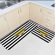 2 шт. кухонные подстилки и коврики набор черно-белый полосатый любовь Домашний Декор Нескользящая зона бегун входной коврик